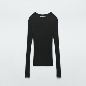 Zara Black Semi Sheer Knit Shirt
